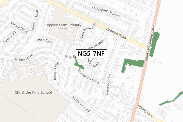 NG5 7NF map - large scale - OS Open Zoomstack (Ordnance Survey)