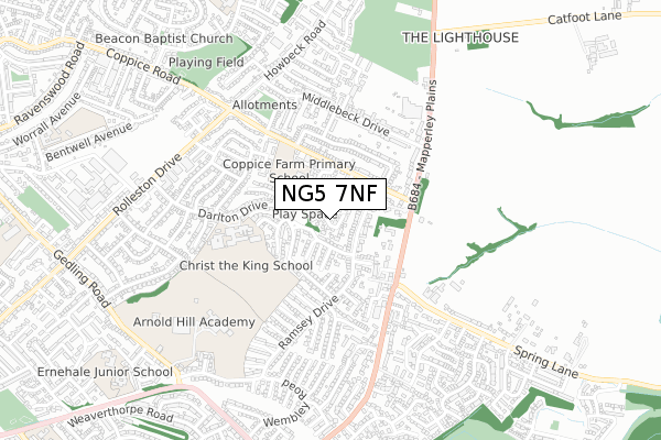 NG5 7NF map - small scale - OS Open Zoomstack (Ordnance Survey)