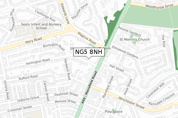 NG5 8NH map - large scale - OS Open Zoomstack (Ordnance Survey)