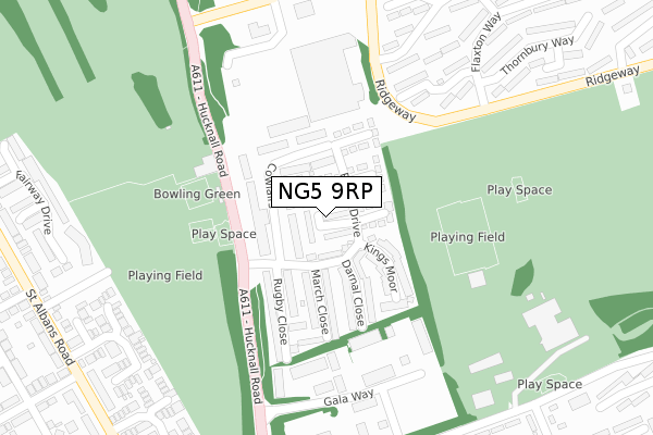 NG5 9RP map - large scale - OS Open Zoomstack (Ordnance Survey)