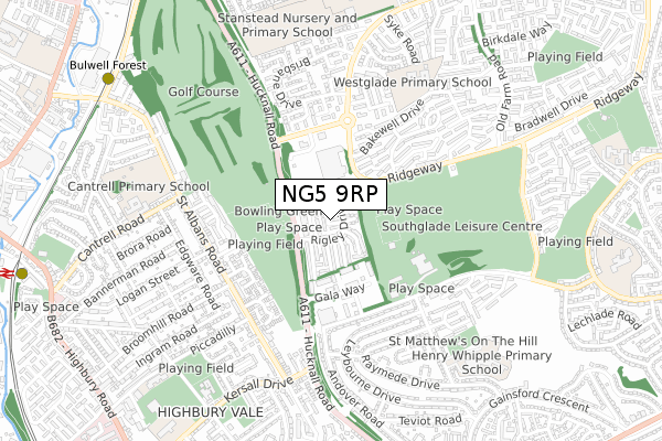 NG5 9RP map - small scale - OS Open Zoomstack (Ordnance Survey)