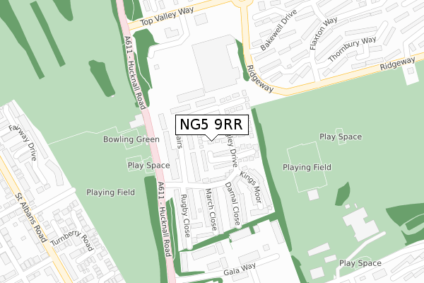 NG5 9RR map - large scale - OS Open Zoomstack (Ordnance Survey)