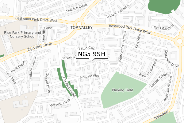 NG5 9SH map - large scale - OS Open Zoomstack (Ordnance Survey)