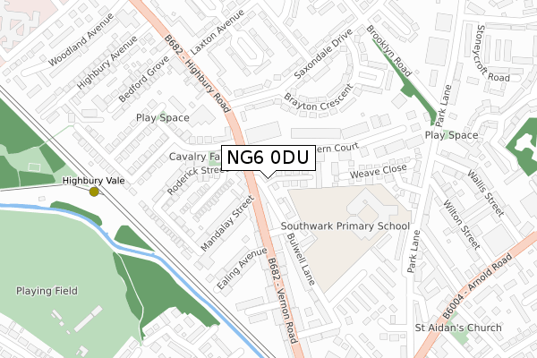 NG6 0DU map - large scale - OS Open Zoomstack (Ordnance Survey)