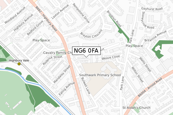 NG6 0FA map - large scale - OS Open Zoomstack (Ordnance Survey)