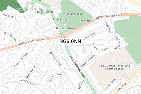 NG6 0NN map - large scale - OS Open Zoomstack (Ordnance Survey)