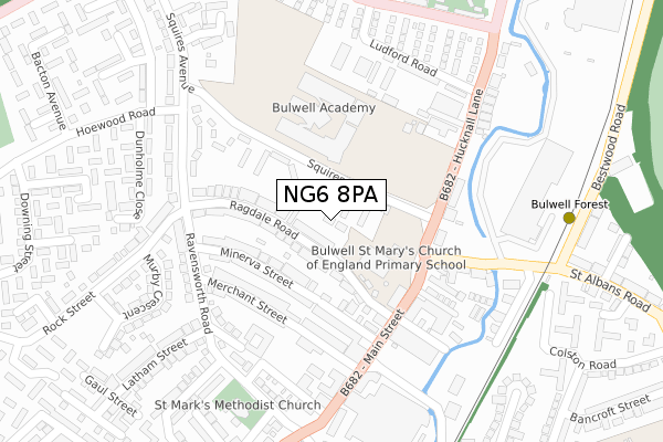 NG6 8PA map - large scale - OS Open Zoomstack (Ordnance Survey)