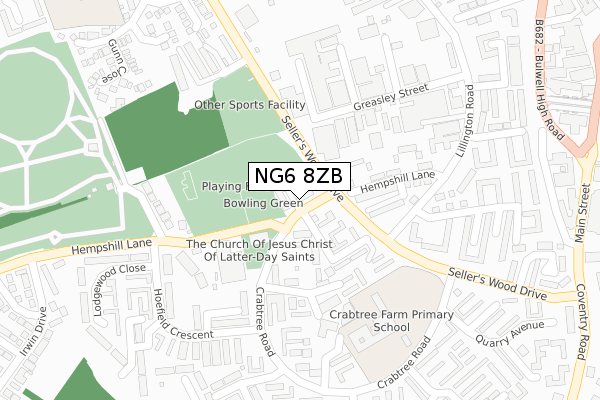 NG6 8ZB map - large scale - OS Open Zoomstack (Ordnance Survey)