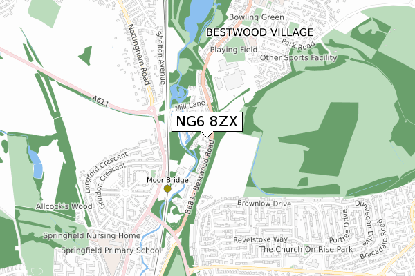 NG6 8ZX map - small scale - OS Open Zoomstack (Ordnance Survey)