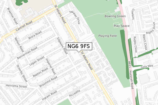 NG6 9FS map - large scale - OS Open Zoomstack (Ordnance Survey)