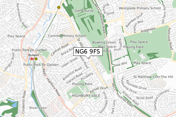 NG6 9FS map - small scale - OS Open Zoomstack (Ordnance Survey)