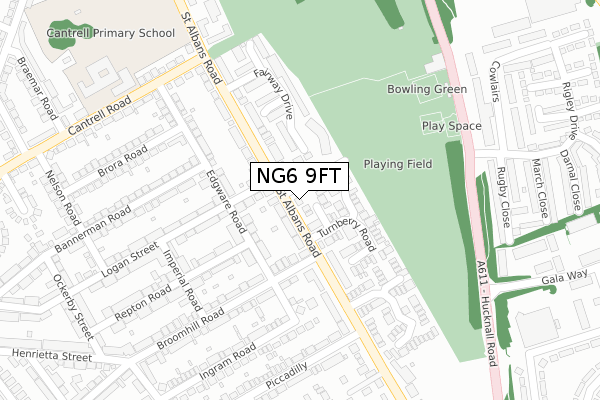 NG6 9FT map - large scale - OS Open Zoomstack (Ordnance Survey)