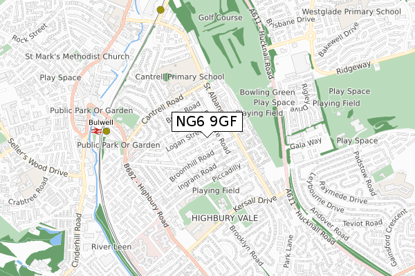 NG6 9GF map - small scale - OS Open Zoomstack (Ordnance Survey)