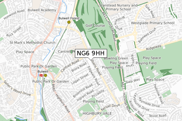 NG6 9HH map - small scale - OS Open Zoomstack (Ordnance Survey)