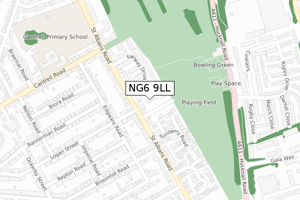 NG6 9LL map - large scale - OS Open Zoomstack (Ordnance Survey)