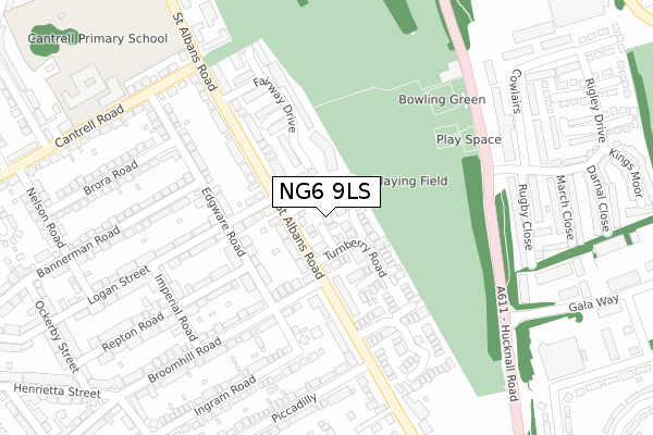 NG6 9LS map - large scale - OS Open Zoomstack (Ordnance Survey)