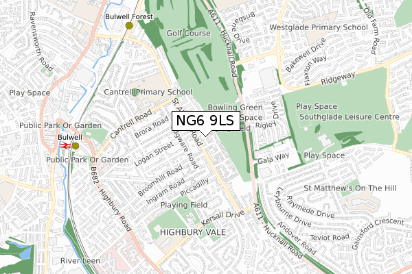 NG6 9LS map - small scale - OS Open Zoomstack (Ordnance Survey)