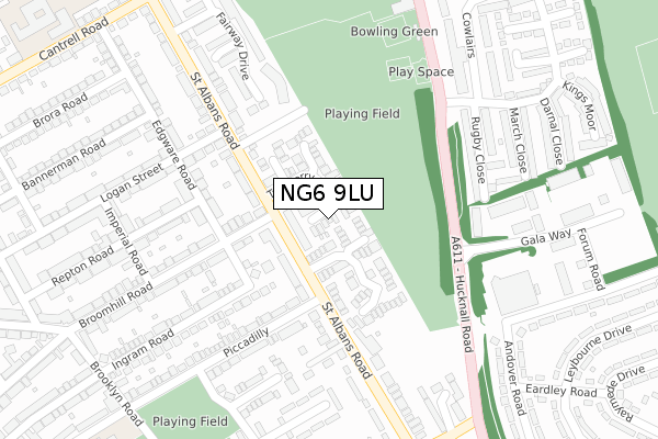 NG6 9LU map - large scale - OS Open Zoomstack (Ordnance Survey)