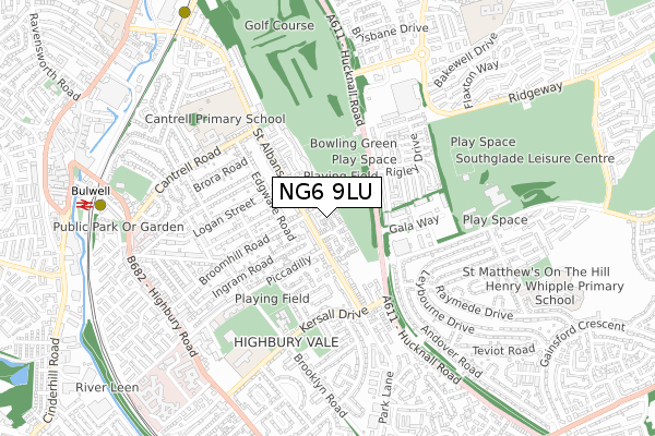 NG6 9LU map - small scale - OS Open Zoomstack (Ordnance Survey)