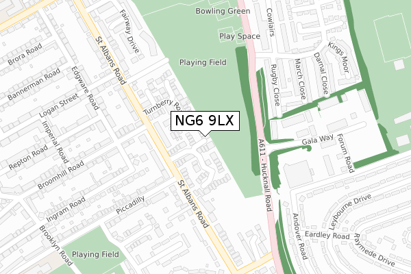 NG6 9LX map - large scale - OS Open Zoomstack (Ordnance Survey)