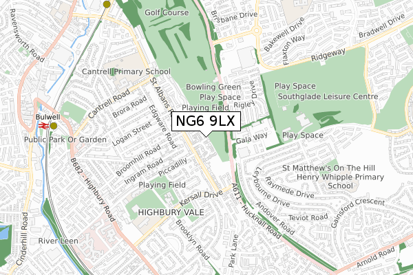 NG6 9LX map - small scale - OS Open Zoomstack (Ordnance Survey)