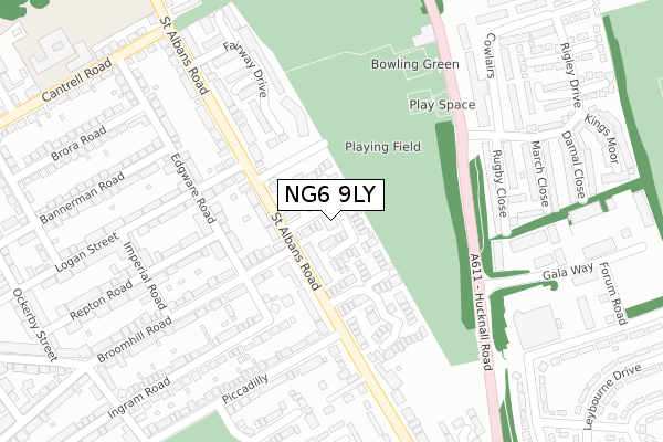 NG6 9LY map - large scale - OS Open Zoomstack (Ordnance Survey)