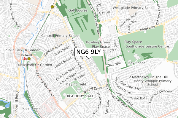 NG6 9LY map - small scale - OS Open Zoomstack (Ordnance Survey)