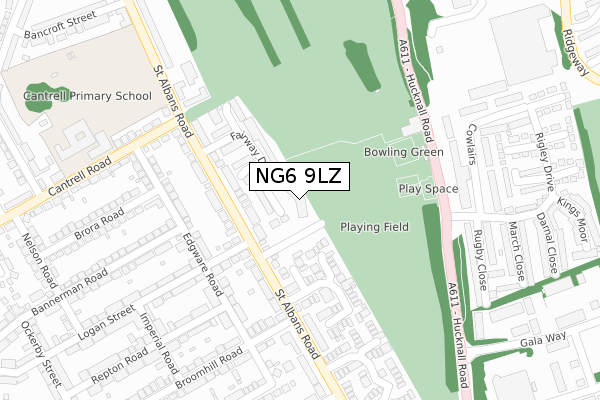 NG6 9LZ map - large scale - OS Open Zoomstack (Ordnance Survey)