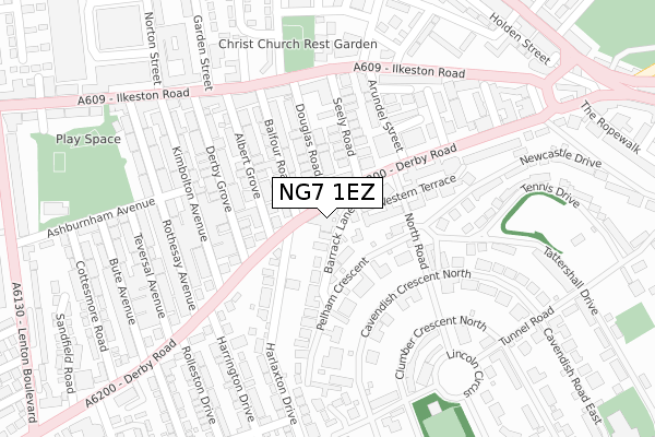 NG7 1EZ map - large scale - OS Open Zoomstack (Ordnance Survey)