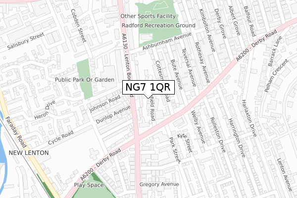 NG7 1QR map - large scale - OS Open Zoomstack (Ordnance Survey)