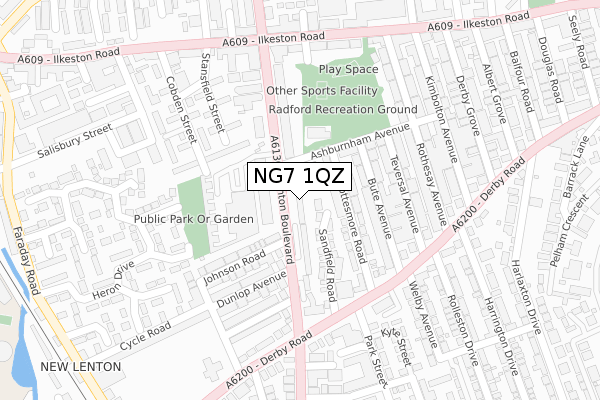 NG7 1QZ map - large scale - OS Open Zoomstack (Ordnance Survey)