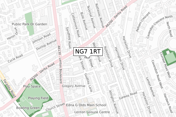 NG7 1RT map - large scale - OS Open Zoomstack (Ordnance Survey)