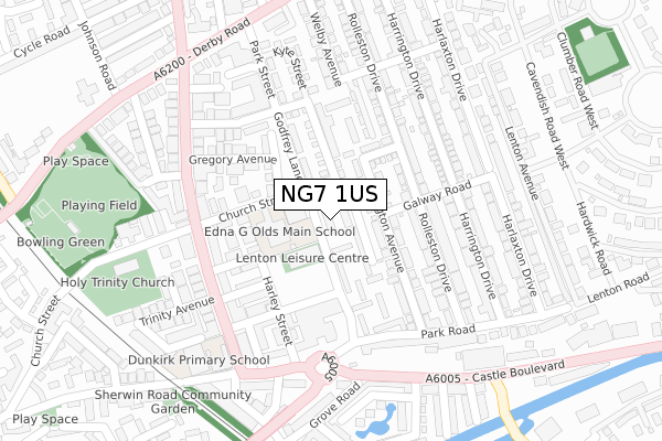 NG7 1US map - large scale - OS Open Zoomstack (Ordnance Survey)