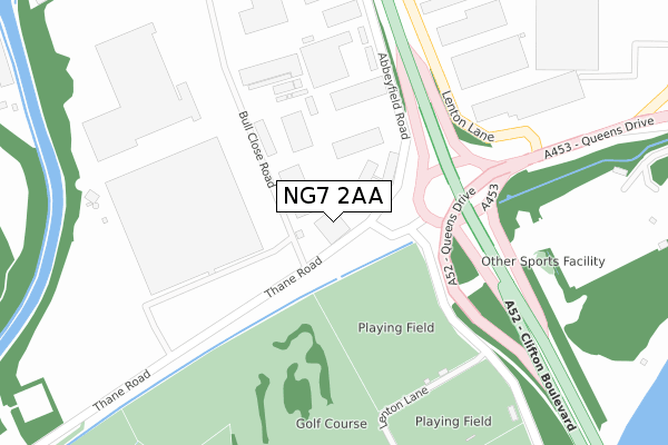 NG7 2AA map - large scale - OS Open Zoomstack (Ordnance Survey)