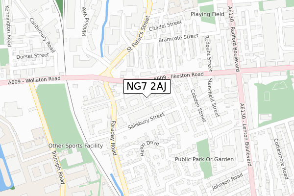 NG7 2AJ map - large scale - OS Open Zoomstack (Ordnance Survey)