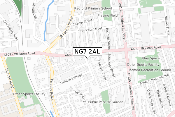 NG7 2AL map - large scale - OS Open Zoomstack (Ordnance Survey)