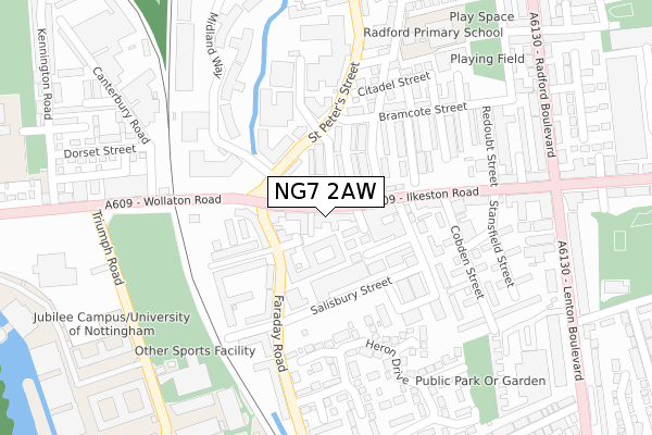 NG7 2AW map - large scale - OS Open Zoomstack (Ordnance Survey)