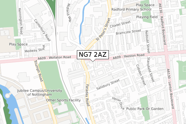 NG7 2AZ map - large scale - OS Open Zoomstack (Ordnance Survey)