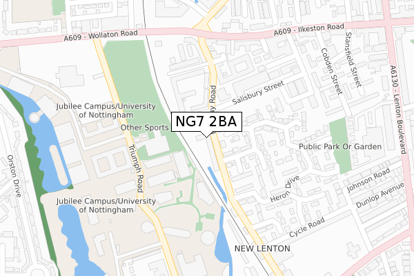 NG7 2BA map - large scale - OS Open Zoomstack (Ordnance Survey)