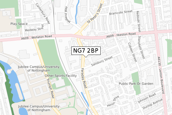 NG7 2BP map - large scale - OS Open Zoomstack (Ordnance Survey)