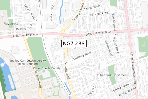 NG7 2BS map - large scale - OS Open Zoomstack (Ordnance Survey)