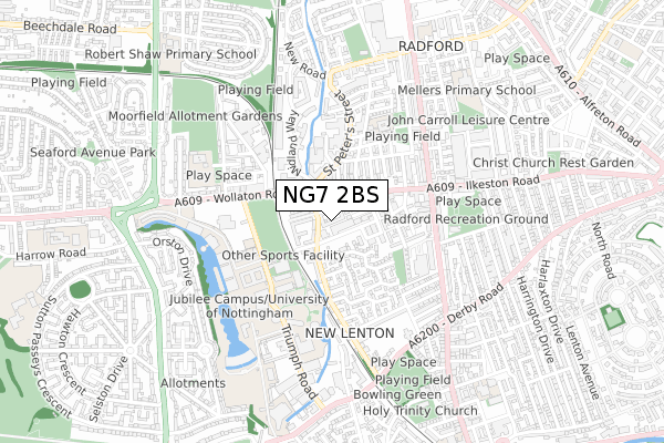 NG7 2BS map - small scale - OS Open Zoomstack (Ordnance Survey)