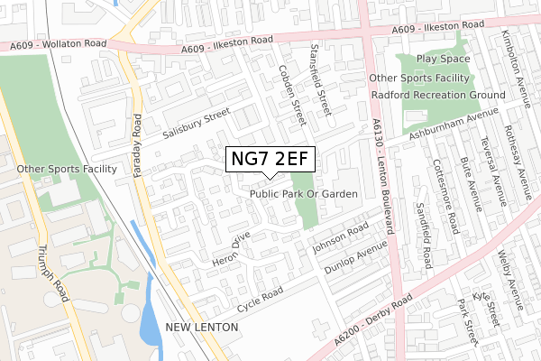 NG7 2EF map - large scale - OS Open Zoomstack (Ordnance Survey)