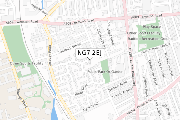 NG7 2EJ map - large scale - OS Open Zoomstack (Ordnance Survey)