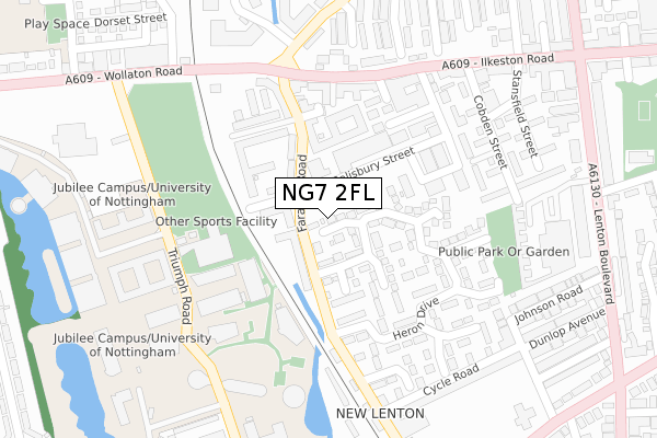 NG7 2FL map - large scale - OS Open Zoomstack (Ordnance Survey)