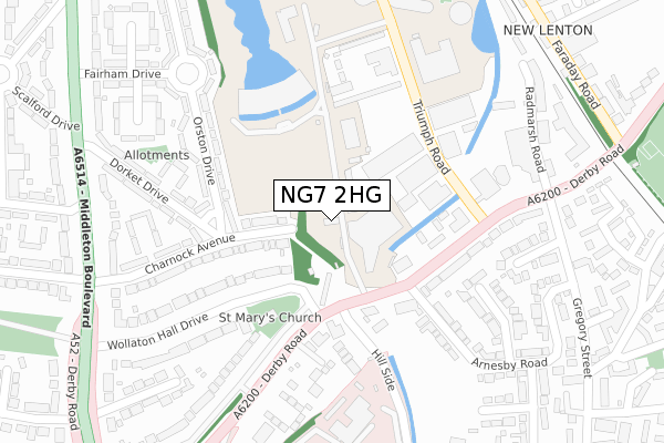 NG7 2HG map - large scale - OS Open Zoomstack (Ordnance Survey)