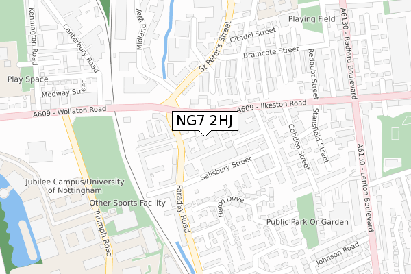 NG7 2HJ map - large scale - OS Open Zoomstack (Ordnance Survey)