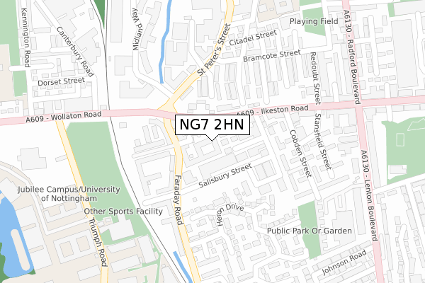 NG7 2HN map - large scale - OS Open Zoomstack (Ordnance Survey)