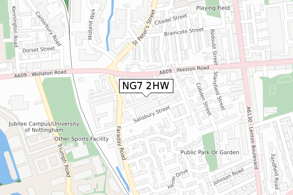 NG7 2HW map - large scale - OS Open Zoomstack (Ordnance Survey)