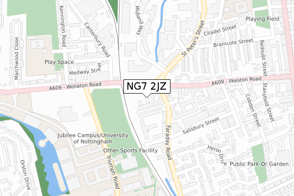 NG7 2JZ map - large scale - OS Open Zoomstack (Ordnance Survey)